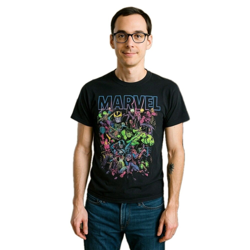 Marvel Comics Captain America Hulk Others Black Short Sleeve T-Shirt Men's XL